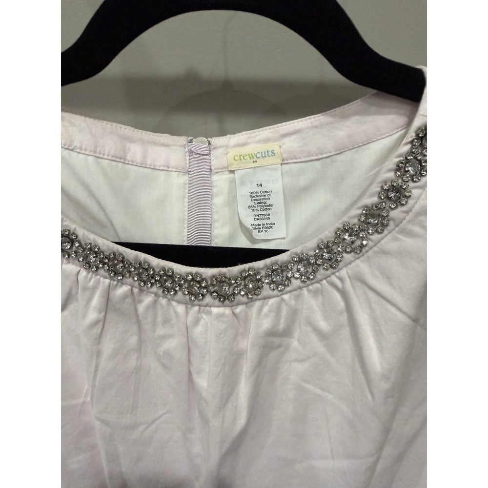 Crewcuts J Crew Lavender Fit & Flare Sleeveless Rhinestone 100% Cotton Dress 14 - Picture 2 of 6